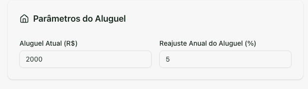 Campo taxa de reajuste do aluguel na calculadora